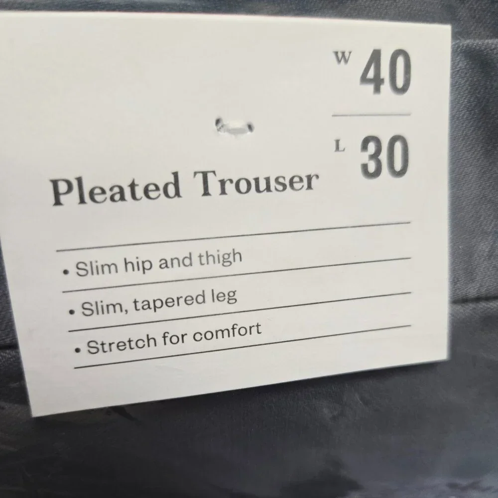 NWT Goodfellow & Co Extended Tab Pleated Dress Trousers Steel Gray 40x30 $35